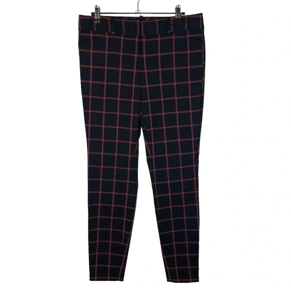 The Limited Ideal Stretch Navy Blue & Pink Square Plaid Dress Pants 4